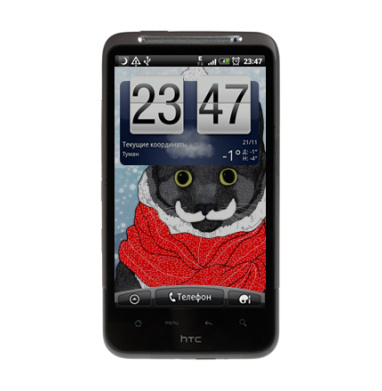 Стильный черный кот в зимнем наряде с шарфом - Виниловые наклейки на HTC Desire HD - купить в Москве, страница 24