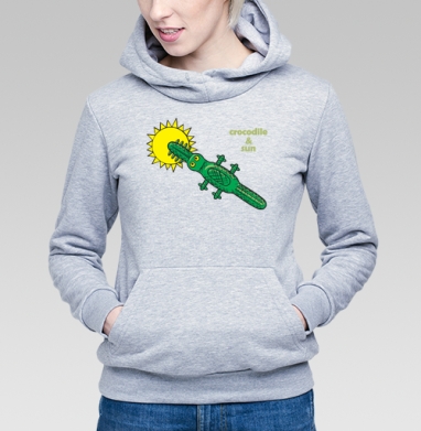 Фотография футболки Зеленый крокодил заглатывает желтое солнце crocodile & sun