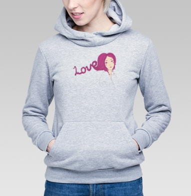 Love is in the hair  / Любовь в волосах, Толстовка Женская серый меланж 340гр, утепленная