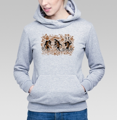 Monkeys and music / Обезьяны и музыка, Толстовка Женская серый меланж 340гр, утепленная