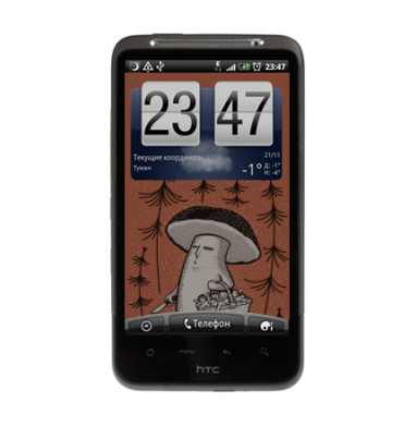 Авторский арт с антропоморфным грибом в лесу - Виниловые наклейки на HTC Desire HD - купить в Москве