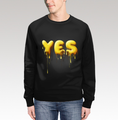 Объемные желтые капающие буквы да Yes, Свитшот мужской 3D