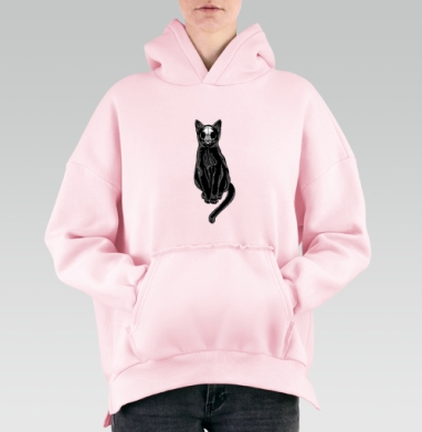Графичное изображение кошки с черепом – мистический дизайн - Hoodie Mjhigh Pink, утепленная, страница 2