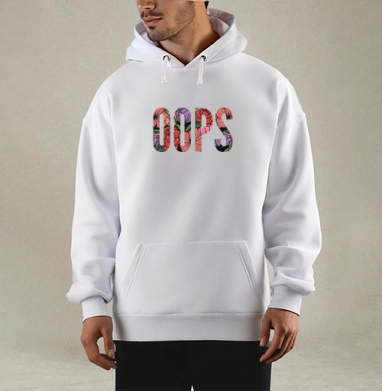 Цветочная Надпись Ошибка OOPS на Сером фоне, Толстовка Mjhigh, утепленная