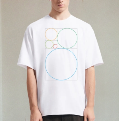 Golden ratio / Золотое сечение, Футболка / Мужчинам / Оверсайз / Белая / C принтом