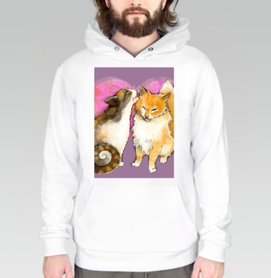 Кошачий поцелуй, Толстовка белая Regular, утепленная