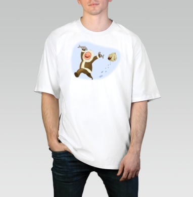 охотник, однако, Футболка / Мужчинам / Оверсайз / Белая / C принтом