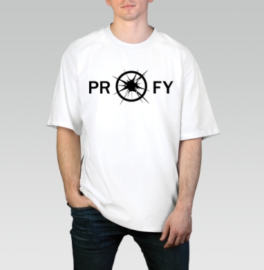 Логотип PROFY с эффектом разбитого стекла, Футболка / Мужчинам / Оверсайз / Белая / C принтом