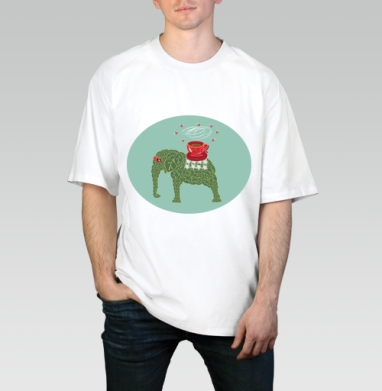 Tea elephant / Чайный слон, Футболка / Мужчинам / Оверсайз / Белая / C принтом