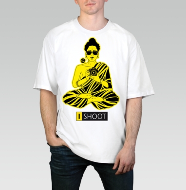 I Shoot / Я снимаю, Футболка / Мужчинам / Оверсайз / Белая / C принтом
