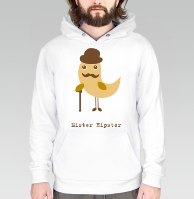 Мистер Хипстер, Толстовка белая Regular, утепленная