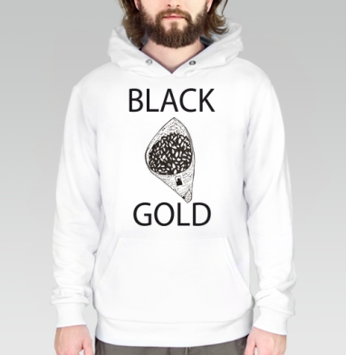 Элегантная уличная эстетика Black Gold / Черное золото семечек, Толстовка белая Regular, утепленная