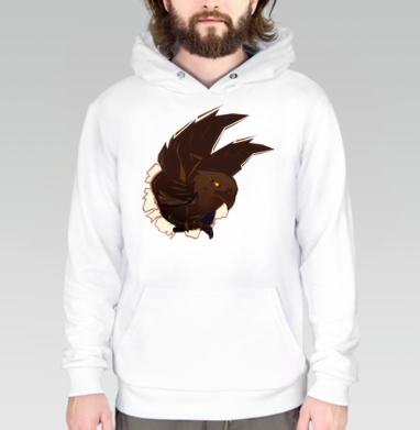 Dark Powerful Eagle Breaking Through Torn Surface Орёл Прорывающийся Через Рваную Поверхность, Толстовка белая Regular, утепленная