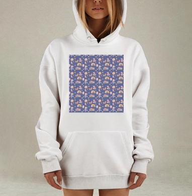 Пастельная детская сцена с единорогами и куклами для девочки, Hoodie Mjhigh Dig, оверсайз, утепленная