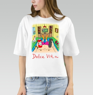 Dolce Vita: Ленивый футбольный отдых с пивом, Футболка женская оверсайз Mido