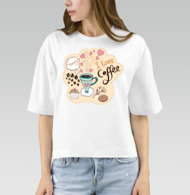 I love coffee / Я люблю кофе, Футболка женская оверсайз Mido