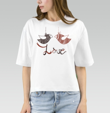 Love birds / Неразлучники, Футболка женская оверсайз Mido