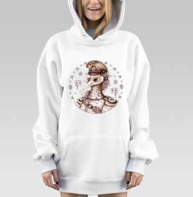 Антикварная маска доктора чумы в стимпанк стиле, Hoodie Mjhigh Dig, оверсайз, утепленная