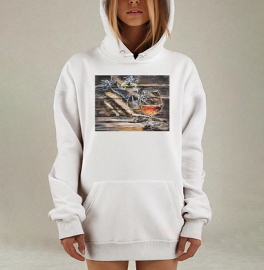 Виски сигары дым вечер вестерн, Hoodie Mjhigh Dig, оверсайз, утепленная