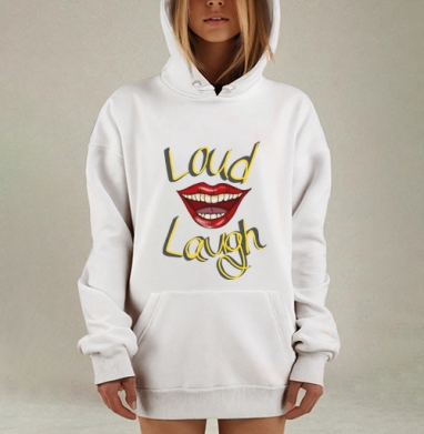 Яркая улыбка громкий смех позитивные эмоции, Hoodie Mjhigh Dig, оверсайз, утепленная