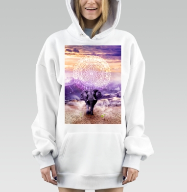 Слон мандала духовное пробуждение символы силы, Hoodie Mjhigh Dig, оверсайз, утепленная