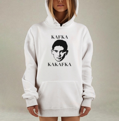 Черно белый портрет Франца Кафки с ироничным текстом, Hoodie Mjhigh Dig, оверсайз, утепленная