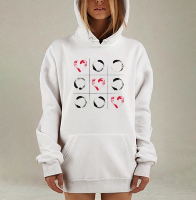 Любовь и игра страсти сердце крестики-нолики, Hoodie Mjhigh Dig, оверсайз, утепленная