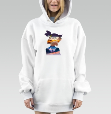 Мечтательность Пейзаж Человек Вдали, Hoodie Mjhigh Dig, оверсайз, утепленная