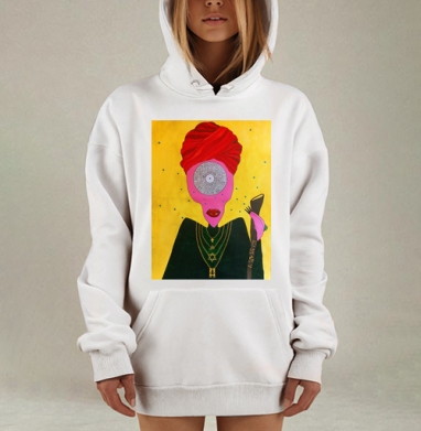 Загадочный духовный лидер в тюрбане и ожерелье, Hoodie Mjhigh Dig, оверсайз, утепленная