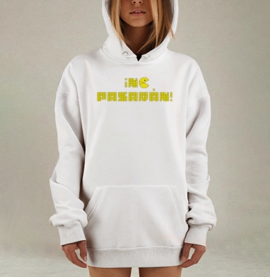 Желтый пиксельный текст на черном фоне с призывом не пройти, Hoodie Mjhigh Dig, оверсайз, утепленная