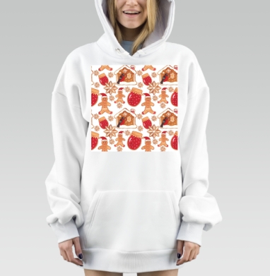 Зимние сладкие угощения уютного праздника веселья, Hoodie Mjhigh Dig, оверсайз, утепленная