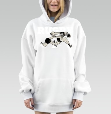 Борьба игроков в регби в динамичной сцене спорта, Hoodie Mjhigh Dig, оверсайз, утепленная