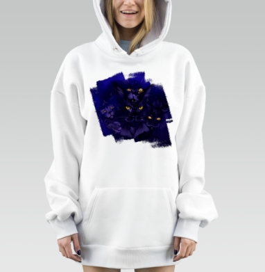 Мистические кошки с яркими глазами таинственная сцена, Hoodie Mjhigh Dig, оверсайз, утепленная