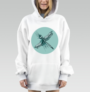Стрекоза на ветке спокойная естественная красота природы, Hoodie Mjhigh Dig, оверсайз, утепленная