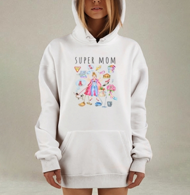 Многофункциональная супермама заботливая домохозяйка супер мама, Hoodie Mjhigh Dig, оверсайз, утепленная