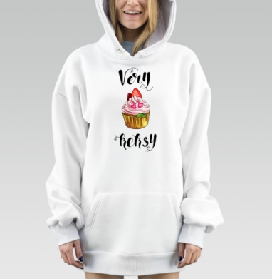 Яркий сладкий кекс с клубникой и сердечками Very keksy, Hoodie Mjhigh Dig, оверсайз, утепленная