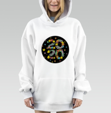 Цветные праздничные цифры 2020 года на фоне, Hoodie Mjhigh Dig, оверсайз, утепленная