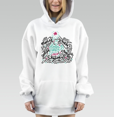 Новогодние пожелания тепла и здоровья с улыбок любви, Hoodie Mjhigh Dig, оверсайз, утепленная