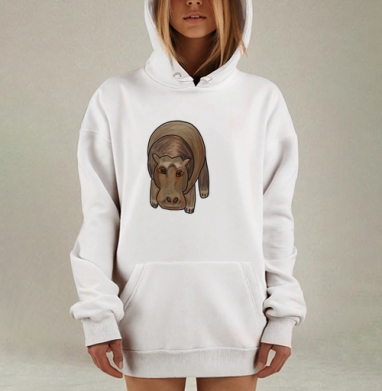 Большой грустный бегемот коричневого цвета, Hoodie Mjhigh Dig, оверсайз, утепленная