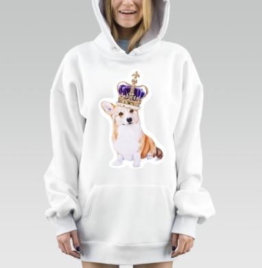 Корги в короне корги в короне, Hoodie Mjhigh Dig, оверсайз, утепленная