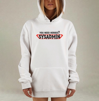 Системный администратор наш незаметный герой на футболке, Hoodie Mjhigh Dig, оверсайз, утепленная