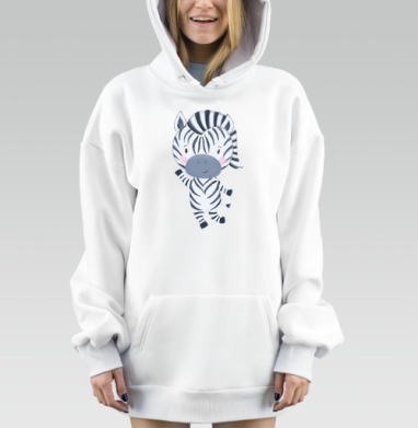 Флаффи зебра, Hoodie Mjhigh Dig, оверсайз, утепленная