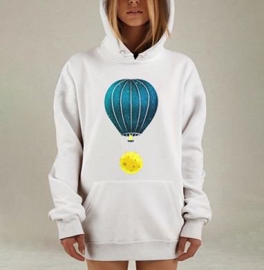 Луна летит, Hoodie Mjhigh Dig, оверсайз, утепленная