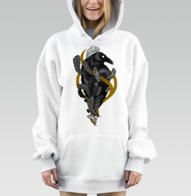 Перья ворона, Hoodie Mjhigh Dig, оверсайз, утепленная