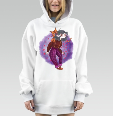 Девочка С Кошкой, Hoodie Mjhigh Dig, оверсайз, утепленная