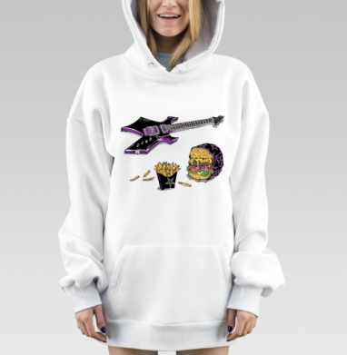 Фаст фуд в стиле метал., Hoodie Mjhigh Dig, оверсайз, утепленная