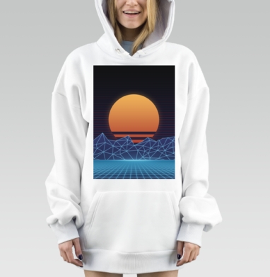 Ретро рассвет, Hoodie Mjhigh Dig, оверсайз, утепленная