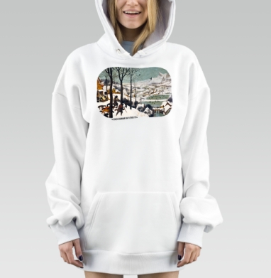 Зима. Охотники на снегу, Hoodie Mjhigh Dig, оверсайз, утепленная