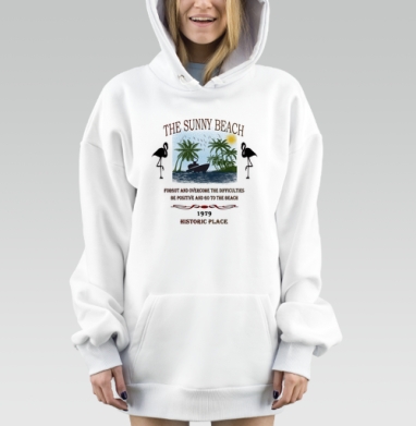 Солнечный пляж Майами бич, Hoodie Mjhigh Dig, оверсайз, утепленная