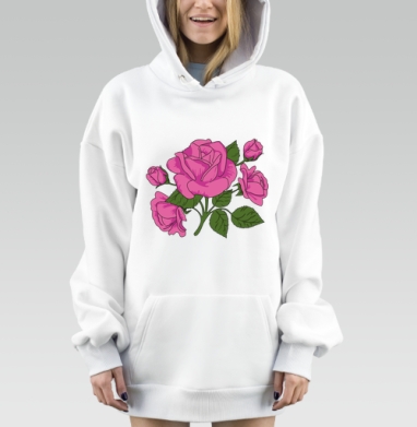 Узор из роз, Hoodie Mjhigh Dig, оверсайз, утепленная